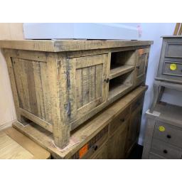 Reclaimed Wash Waxed Solid Pine Corner Tv Cabinet Fully Assembled