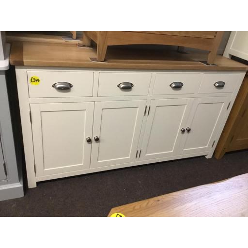 Good Quality Cream 4 Drawer Sideboard With Oak Top