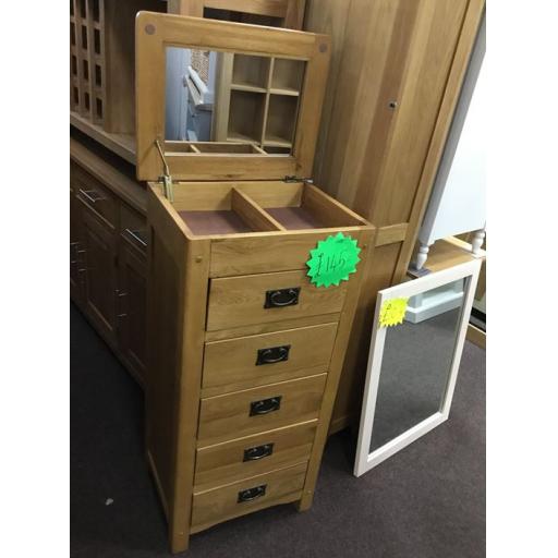 Good Quality Tall Narrow Chest With Mirrored Lift Up Lid And