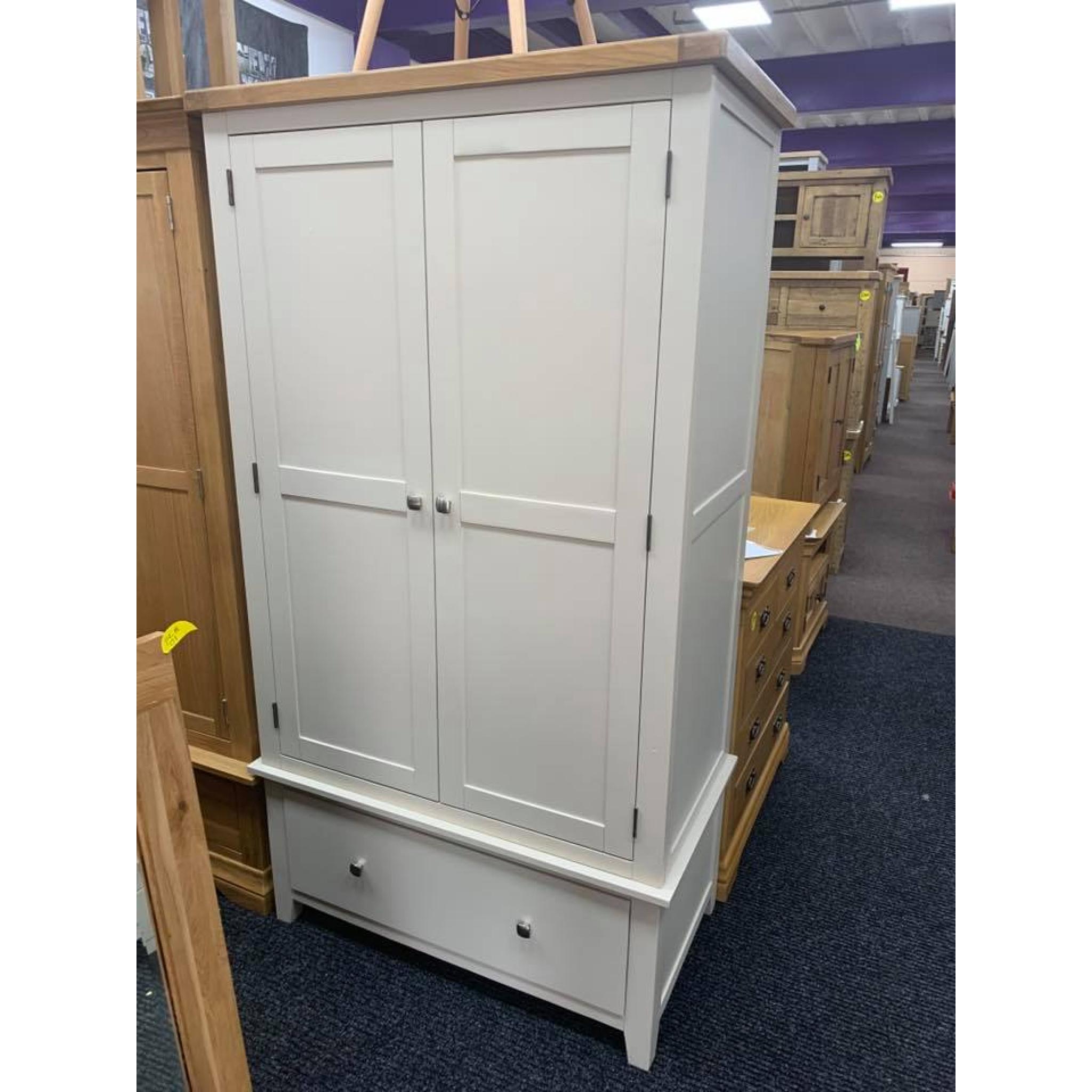 Hampshire Grey , 2 Door Wardrobe Set ( NEW ) With Oak Tops