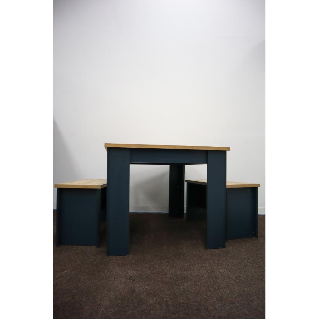 120cm aqua blue Dining Table and 2 Bench Set