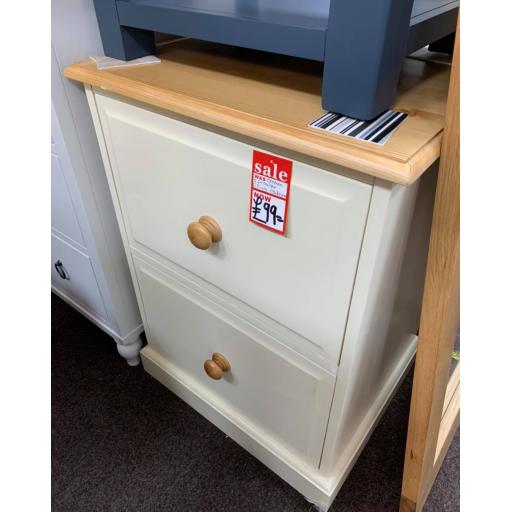 Cream and pine 2 drawer filling cabinet