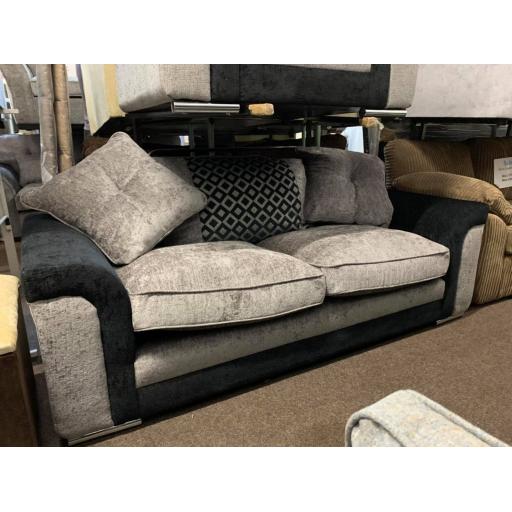 Grey and Black Fabric 3 seater + 1 chair