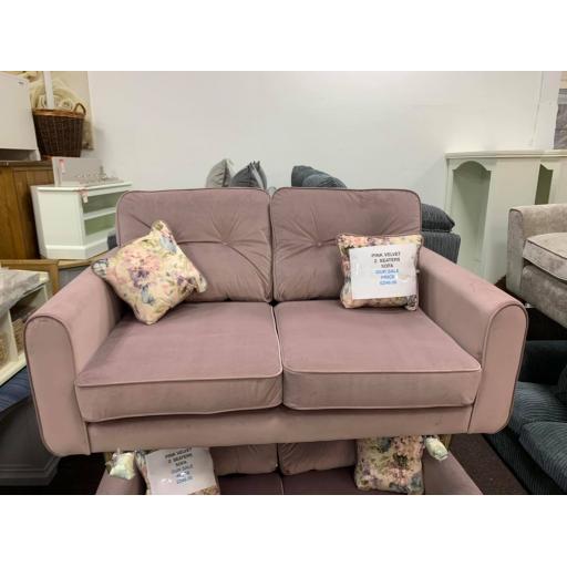 Pink Velvet 2 seater sofa