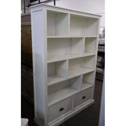 Warm White Large Bookcase with Drawers