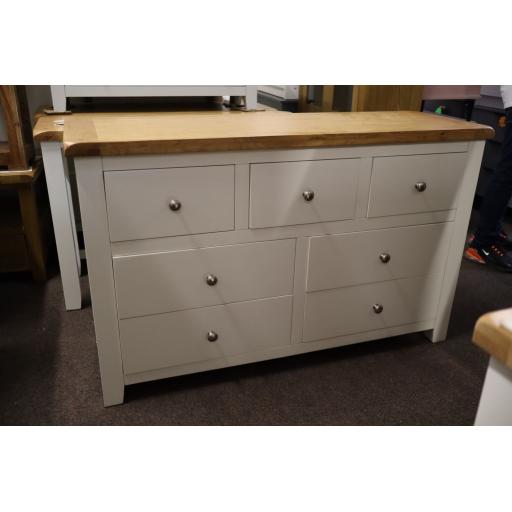 White and Oak 7 Drawer wide chest