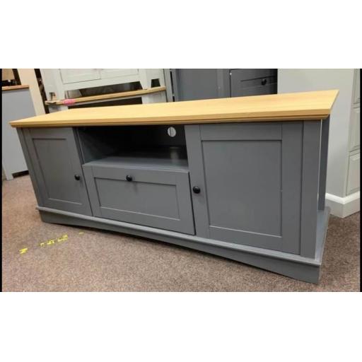 Grey tv unit with drawer