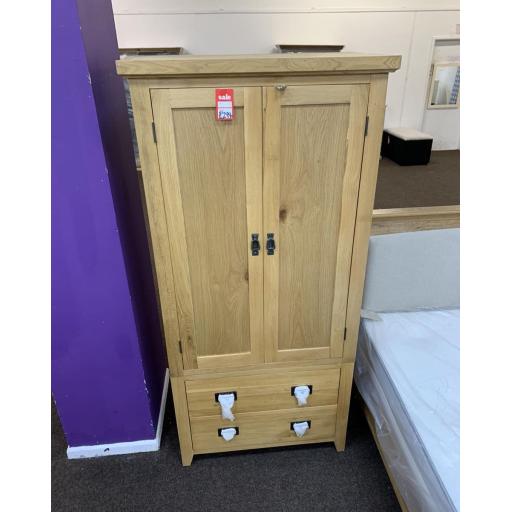Rustic Oak Double wardrobe with Drawers