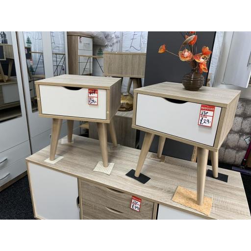 Oak Colour lamp tables with white fronts